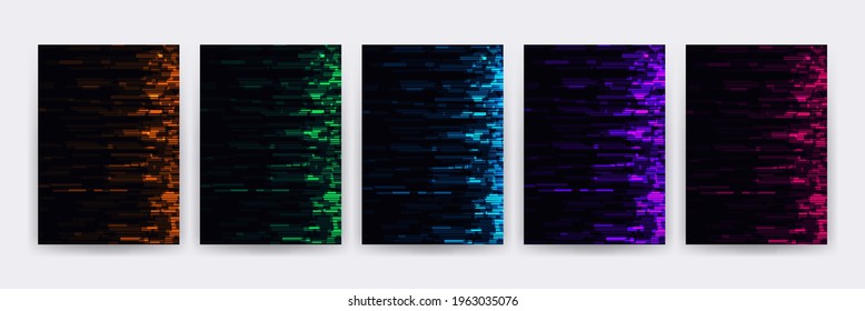 Set glitch background vector frame. Symbol of cyberpunk, hacker attack. Modern design, technological error. Texture and effect for your design.