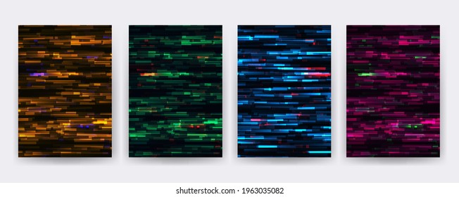 Set glitch background vector frame. Symbol of cyberpunk, hacker attack. Modern design, technological error. Texture and effect for your design.