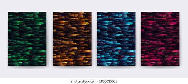 Set glitch background vector frame. Symbol of cyberpunk, hacker attack. Modern design, technological error. Texture and effect for your design.