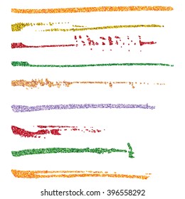 Set of glitter brush strokes. Vector illustration.