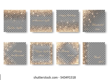 Set glitter on a transparent background for design of greeting cards