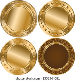 Set glitter round gold template with gold lines isolated on white background. Vector image. Eps 10