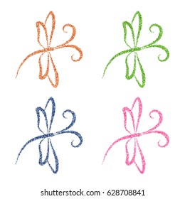 Set of glittery dragonfly vector illustration