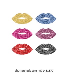 Set of glittery woman lips vector illustration