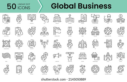 Set of global business icons. Line art style icons bundle. vector illustration