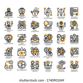 Set of global business thin line and pixel perfect icons for any web and app project. 