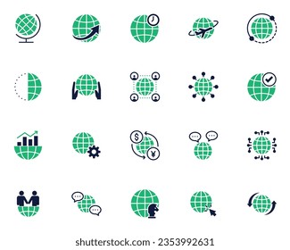 set of global icon, world, location, network