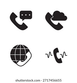 Set von globalen Telefon-Chat-Cloud und Netzwerk solide Symbole.