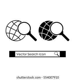 Set Global search vector icon. search form templates and scribbles for websites