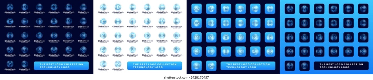 Satz von globalen Technologie-Logo-Design-Vektor mit Anfangsbuchstabe