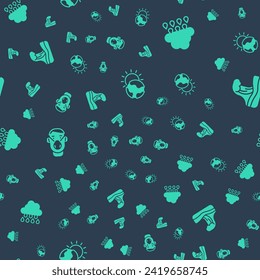 Set Global warming, Cloud with rain, Face protective mask and Tsunami on seamless pattern. Vector