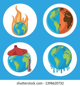 set of global warming icons