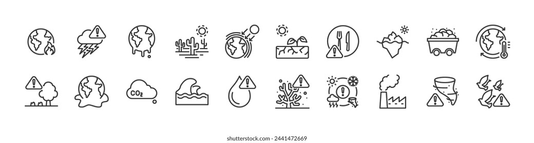 set of global warming icons, environment, climate change, 