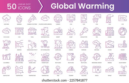 Set of global warming icons. Gradient style icon bundle. Vector Illustration