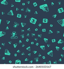 Set Global warming, Wastewater, Tornado and Iceberg on seamless pattern. Vector