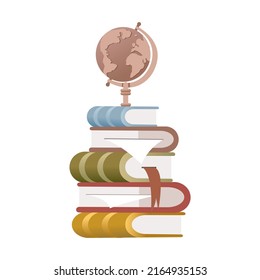set globe and books knowledge studying education 
