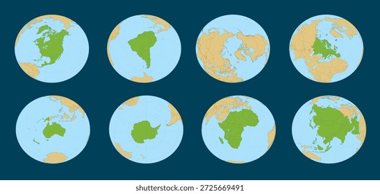 conjunto de globo continente vetores ilustração