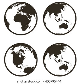 Set globe earth icon flat style on white  background