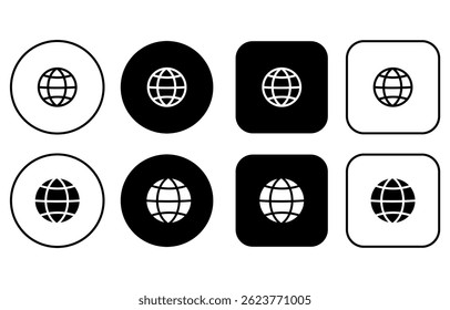 Set of globe earth icons. Outline icons with planet. Web icons buttons
