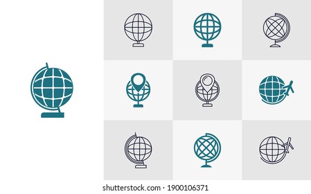 Set of Globe icon vector template, Travel design icon concepts, Creative design