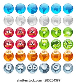 Set of the Globe Icons. Isolated on white background.