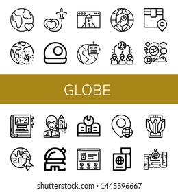 Set of globe icons such as Earth, Global warming, Travel, Crystal ball, Website, Global, Network, Logistics, Dictionary, Astronomer, Observatory, Education, Globe, Passport , globe