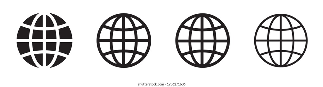Set of globe icons. Web icons, globe. World, planet earth, globe. Vector illustration.