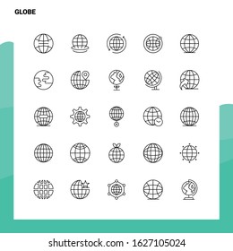 Set of Globe Line Icon set 25 Icons. Vector Minimalism Style Design Black Icons Set. Linear pictogram pack.