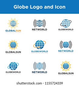 set globe logo and icon Vector design Template
