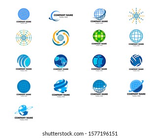 Set of Globe logo template vector icon illustration design