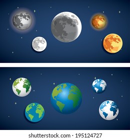 set of Globe and moon icon.  illustration eps10
