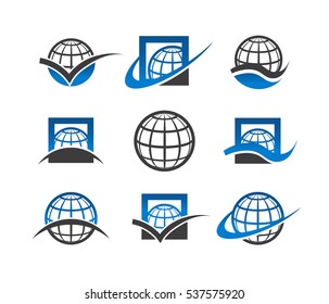 Set of globe planet earth icons