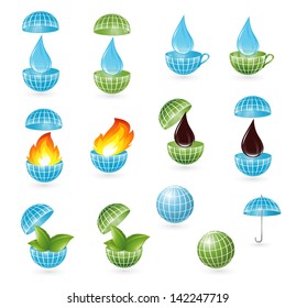Set of globe symbols
