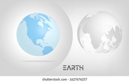 set globes Earth realistic world. Vector 3d illustration