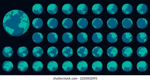 Set of globes of Earth. World map in globe shape. Vector illustration. Eps 10.