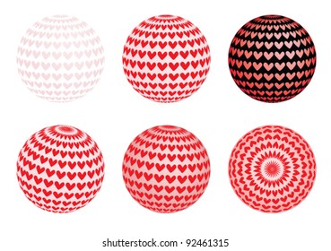 set of globes with valentines vector illustration