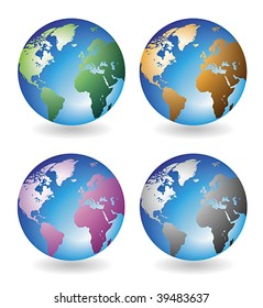 Set Globes Various Colors Vector Illustration Stock Vector (Royalty ...