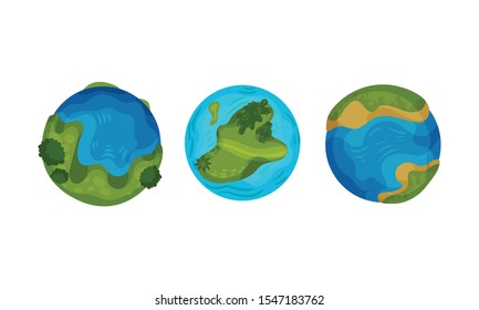 Set of globes. Vector illustration on a white background.