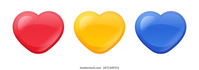 Set of glossy 3D hearts.