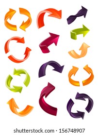 Set of glossy arrow icons for web design on white background