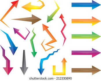 Set of glossy arrows illustrated on white