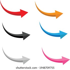 set of glossy arrows on white background. flat style. arrow sign. abstract bright arrows symbol.