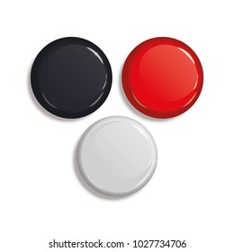 Set of glossy badge or web button, blank. red, black, white. Vector illustration.