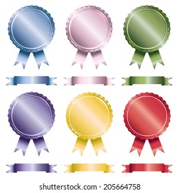 set of glossy badges and ribbons isolated on white