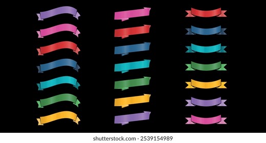 Set of Glossy Badges and Ribbons in Various Colors