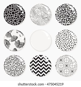 Set of glossy badges, web buttons. Geometric pattern. Vector illustration EPS 10 isolated on white background