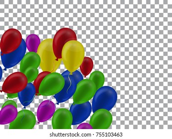 Set glossy balloons set isolated on transparent background for party invitations decoration. Vector Illustration.