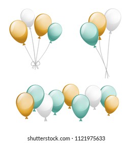 set of glossy balloons on the white background