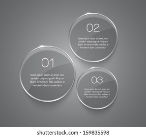 Set of glossy banners with shiny silver / metallic rings for business design, infographics, reports, progress, step presentation, number options, websites or workflow layout. Clean and modern style