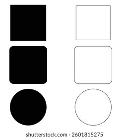 A set of glossy black blank 3D buttons with a shiny, metallic design, ideal for web and app interfaces, representing empty elements or icons